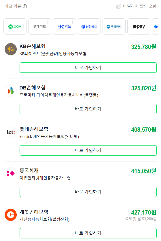 자동차보험 가격비교